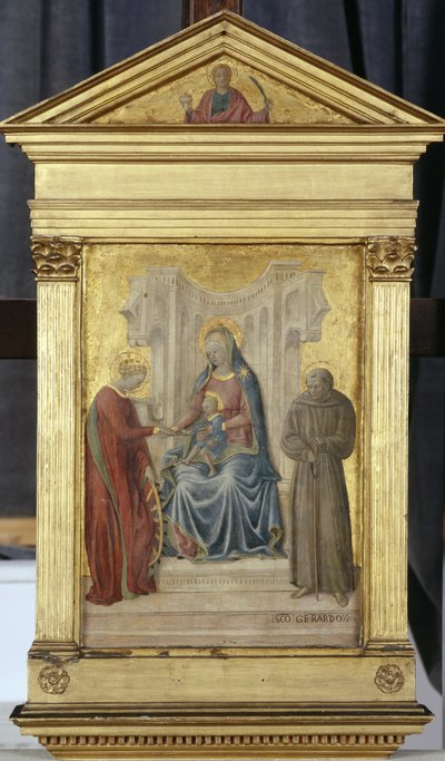 Thronende Madonna mit Kind und den Heiligen Gerhard und Katharina von Paolo di Stefano Badaloni Schiavo